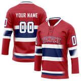 Custom Maroon & Navy Blue Colors Design Sports Hockey Jersey HK01MC010818