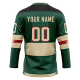 Custom Kelly Green & Cream Colors Design Sports Hockey Jersey HK01MW011505