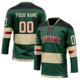 Custom Kelly Green & Cream Colors Design Sports Hockey Jersey