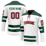 Custom White & Kelly Green Colors Design Sports Hockey Jersey