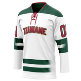 Custom White & Kelly Green Colors Design Sports Hockey Jersey HK01MW020215