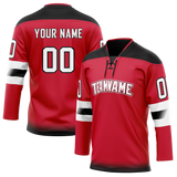 Custom Red & Black Colors Design Sports Hockey Jersey HK01NJD010901