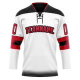 Custom White & Red Colors Design Sports Hockey Jersey HK01NJD020209