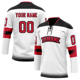 Custom White & Red Colors Design Sports Hockey Jersey