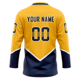 Custom Gold & Navy Blue Colors Design Sports Hockey Jersey HK01NP011318