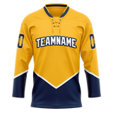 Custom Gold & Navy Blue Colors Design Sports Hockey Jersey HK01NP011318