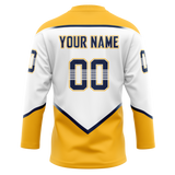 Custom White & Gold Colors Design Sports Hockey Jersey HK01NP020213