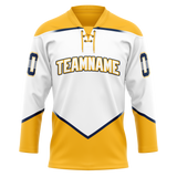 Custom White & Gold Colors Design Sports Hockey Jersey HK01NP020213