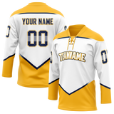 Custom White & Gold Colors Design Sports Hockey Jersey HK01NP020213