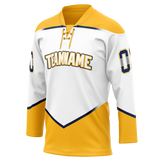 Custom White & Gold Colors Design Sports Hockey Jersey HK01NP020213