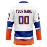 Custom White & Royal Blue Colors Design Sports Hockey Jersey HK01NYI020219