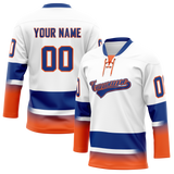 Custom White & Royal Blue Colors Design Sports Hockey Jersey