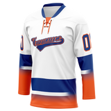 Custom White & Royal Blue Colors Design Sports Hockey Jersey HK01NYI020219