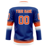 Custom Royal Blue & White Colors Design Sports Hockey Jersey HK01NYI031902