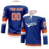 Custom Royal Blue & White Colors Design Sports Hockey Jersey HK01NYI031902