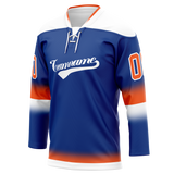 Custom Royal Blue & White Colors Design Sports Hockey Jersey HK01NYI031902