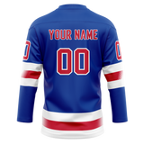 Custom Royal Blue & Red Colors Design Sports Hockey Jersey HK01NYR011909