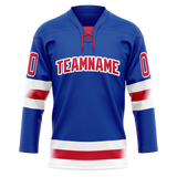 Custom Royal Blue & Red Colors Design Sports Hockey Jersey HK01NYR011909