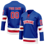 Custom Royal Blue & Red Colors Design Sports Hockey Jersey