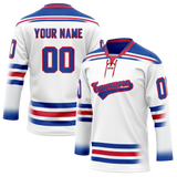 Custom White & Royal Blue Colors Design Sports Hockey Jersey