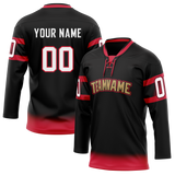 Custom Black & Black Colors Design Sports Hockey Jersey