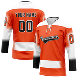 Custom Orange & White Colors Design Sports Hockey Jersey