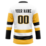 Custom White & Yellow Colors Design Sports Hockey Jersey HK01PP030212