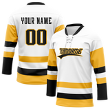 Custom White & Yellow Colors Design Sports Hockey Jersey HK01PP030212