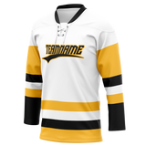 Custom White & Yellow Colors Design Sports Hockey Jersey HK01PP030212