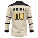 Custom Cream & Black Colors Design Sports Hockey Jersey HK01PP060501