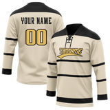 Custom Cream & Black Colors Design Sports Hockey Jersey