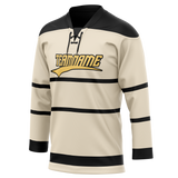 Custom Cream & Black Colors Design Sports Hockey Jersey HK01PP060501