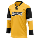 Custom Gold & Black Colors Design Sports Hockey Jersey HK01PP071301