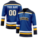 Custom Royal Blue & Black Colors Design Sports Hockey Jersey