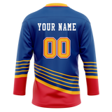 Custom Royal Blue & Red Colors Design Sports Hockey Jersey HK01SB021909