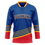 Custom Royal Blue & Red Colors Design Sports Hockey Jersey HK01SB021909