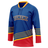 Custom Royal Blue & Red Colors Design Sports Hockey Jersey HK01SB021909