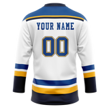 Custom White & Royal Blue Colors Design Sports Hockey Jersey HK01SB060219