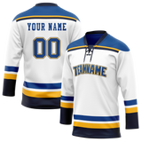 Custom White & Royal Blue Colors Design Sports Hockey Jersey HK01SB060219