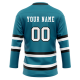 Custom Dark Aqua & Black Colors Design Sports Hockey Jersey HK01SJS031601