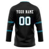 Custom Black & Dark Aqua Colors Design Sports Hockey Jersey HK01SJS050116