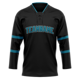 Custom Black & Dark Aqua Colors Design Sports Hockey Jersey HK01SJS050116