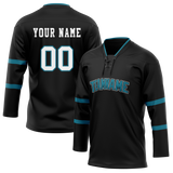 Custom Black & Dark Aqua Colors Design Sports Hockey Jersey HK01SJS050116