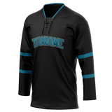 Custom Black & Dark Aqua Colors Design Sports Hockey Jersey HK01SJS050116