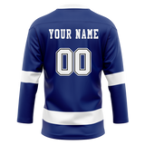 Custom Royal Blue & White Colors Design Sports Hockey Jersey HK01TBL011902