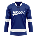 Custom Royal Blue & White Colors Design Sports Hockey Jersey HK01TBL011902