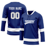 Custom Royal Blue & White Colors Design Sports Hockey Jersey HK01TBL011902