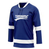 Custom Royal Blue & White Colors Design Sports Hockey Jersey HK01TBL011902