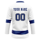 Custom White & Royal Blue Colors Design Sports Hockey Jersey HK01TBL020219