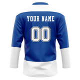 Custom Royal Blue & White Colors Design Sports Hockey Jersey HK01TBL031902